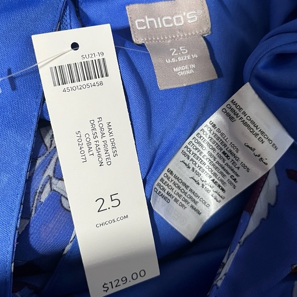 CHICOS Purple Floral Print Keyhole Blouson Sleeveless Maxi Dress 2.5 L 14 - Picture 7 of 8